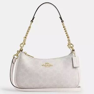 New Coach Teri Shoulder Bag in Cream with Gold Accents & the matching wallet.